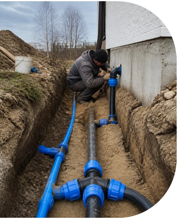 Монтаж наружного водопровода на участке под ключ в Красноуфимске